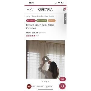 CURTARRA Bensen Linen Curtains with Back Tab Header SET OF 6